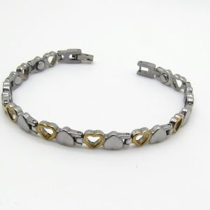 NEW Stainless Steel Hearts Magnetic Bracelet